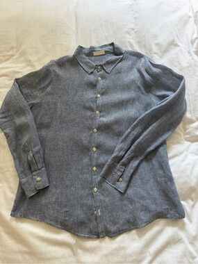 CP Shades Lightweight Slate-Blue Linen Button-Down Shirt